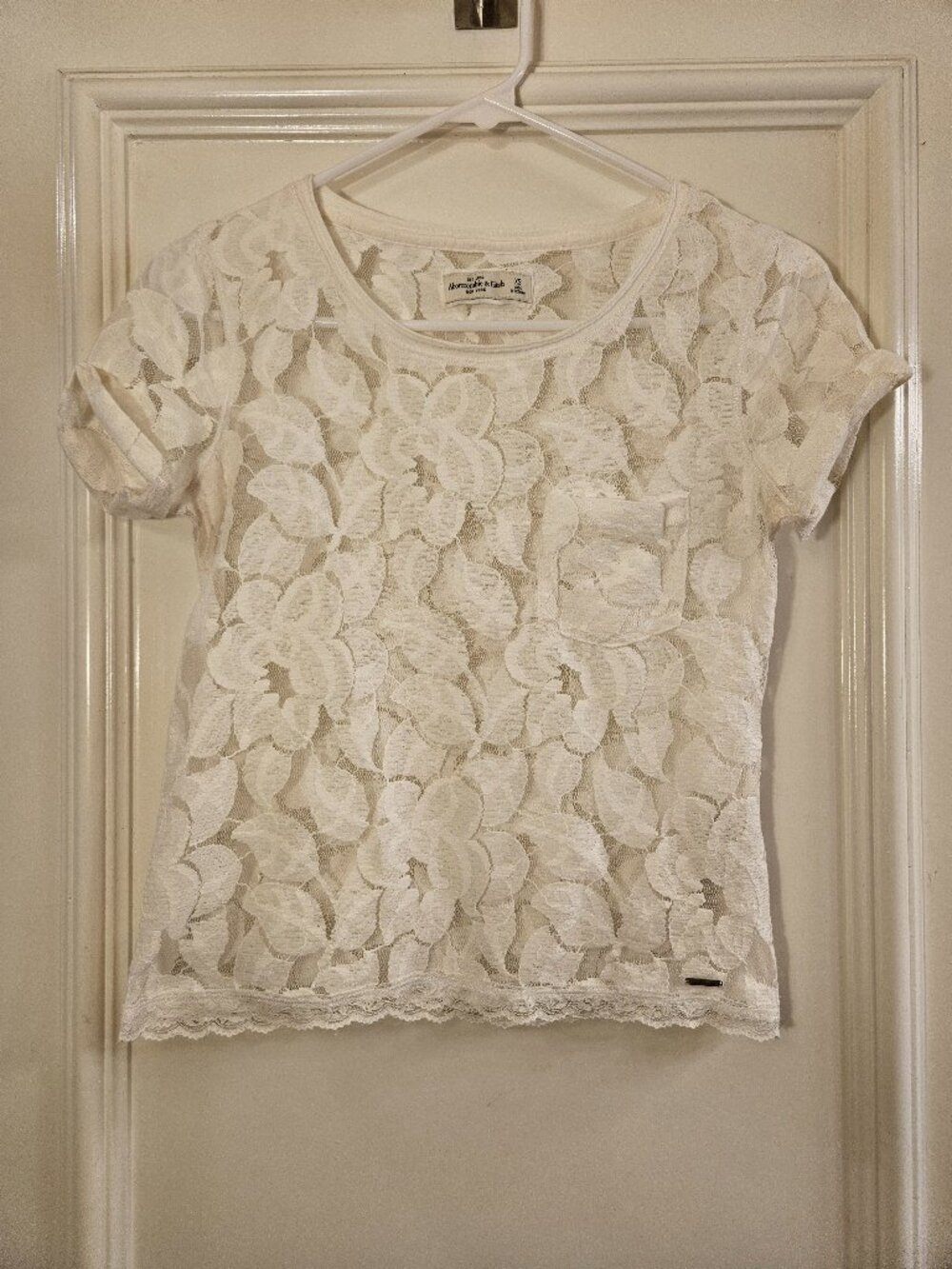 Abercrombie & Fitch White Floral Lace Top,XS